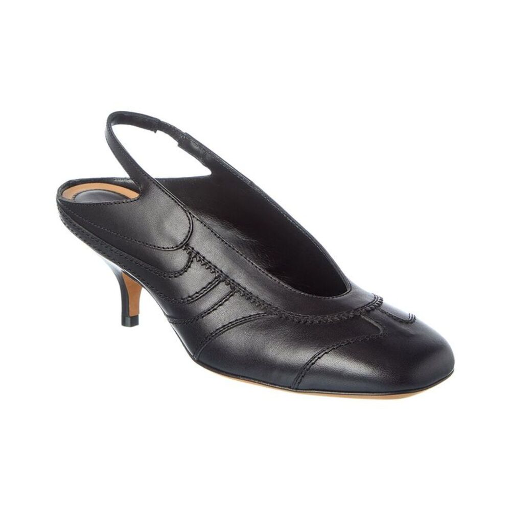 Dries Van Noten Topstitched Leather Slingback Pump, Black